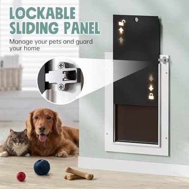 PETCOMING 3-Flap Dog Door, All Aluminum Alloy Large Doggy Doggie Door for Wall, Telescoping Tunnel, Heavy Duty Pet Door for Dogs, Insulation Layer, 2 Magnetic Flaps, Closing Panel, Pets Up to 110 LB - Image 6
