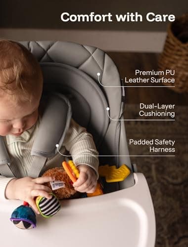 HARPPA 6 in 1 Baby High Chair, Convertible Infant Feeding Chair for Babies & Toddlers Table, Dining Booster Seat with Removable Tray, Grey - Image 8