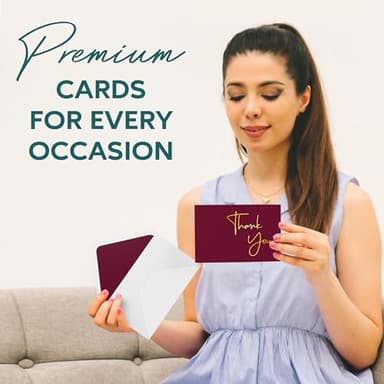 VNS Creations Gold Foil Thank You Cards With Envelopes Bulk Set & Stickers - 100 Pack 4x6 Blank Thank You Notes Box Set - Large Note Card Small Business, Wedding, Baby Shower & Bridal Shower - Wine - Image 8