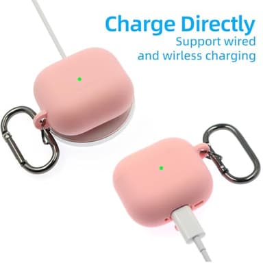 Compatible with AirPods 4 Case 2024, Premium Soft Silicone Protective Case Cover for Apple AirPods 4th Generation with Cleaner Kit, Carabiner and Keychain Accessories for Women Girls (Pink) - Image 6