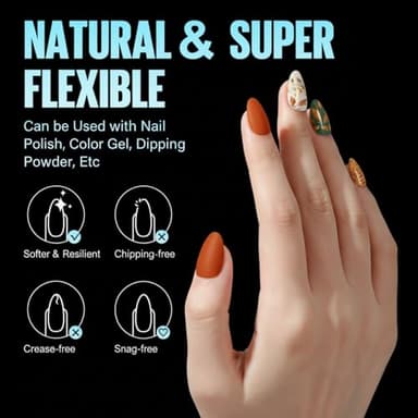 TOMICCA Short Almond Nail Tips, 240Pcs Half Matte Soft Acrylic Nail Tips, 12 Sizes Acrylic Pre-Shaped Nails, Full Cover False Nails Almond Press on Nails Short Fake Nails for Extension Nail - Image 5