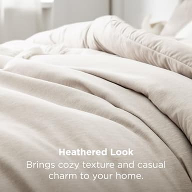 Bedsure Oversized King Comforter Set - Beige Soft Bedding for All Seasons, Cationic Dyed Bed Set, 3 Pieces, 1 Oversized King Size Comforter (120"x98") and 2 Pillow Shams (20"x36"+2") - Image 5