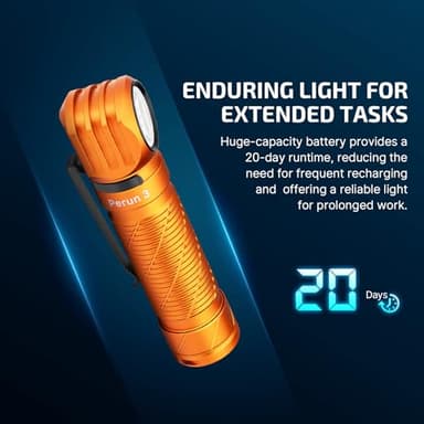 OLIGHT Perun 3 Rechargeable Headlamp Flashlight, 3000 Lumens LED Headlight with Red Light, Waterproof Head Lamp with Headband for Outdoor Camping, Hiking, Working(Orange) - Image 4