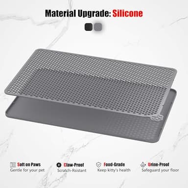 Purrersia Silicone Litter Box Mat 24"x15" (Keep Floor Clean)(Easy Clean)(Anti-Crease)(Built to Last)(Non-Slip)(Double Layer Detachable)(Soft on Paws)(Claw-Proof) - Image 4