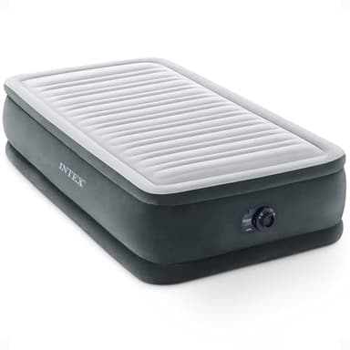 Intex 67765ED Dura-Beam Deluxe Comfort-Plush Mid-Rise Air Mattress : Fiber-Tech – Twin Size – Built-in Electric Pump – 13in Bed Height – 300lb Weight Capacity - Image 1
