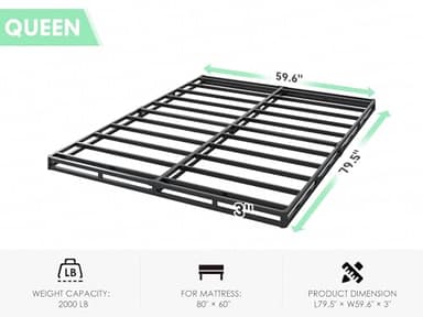 QEROMY 3 Inch Low Profile Box Spring, Sturdy Metal Frame Mattress Foundation, Easy Assembly, Quiet & Noise-Free, Queen Size - Image 3