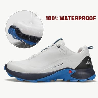 HUMTTO Men's All-Terrain Waterproof Hiking Shoes Lightweight Breathable Trekking Trails Shoes Anti Slip Outdoor Shoes 12 Light Grey - Image 2