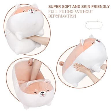 Auspicious beginning 27.6'' Shiba Inu Plush Toy Anime Smiling Corgi Kawaii Long Plush Dog Soft Hugging Body Pillow, Big Stuffed Animal Plush Doll Gifts - Image 4