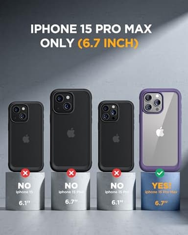 Miracase Glass Series for iPhone 15 Pro Max Case 6.7 Inch, Full-Body Drop Proof Phone Case for iPhone 15 Pro Max with Built-in 9H Tempered Glass Screen Protector + Camera Protector, Purple - Image 7