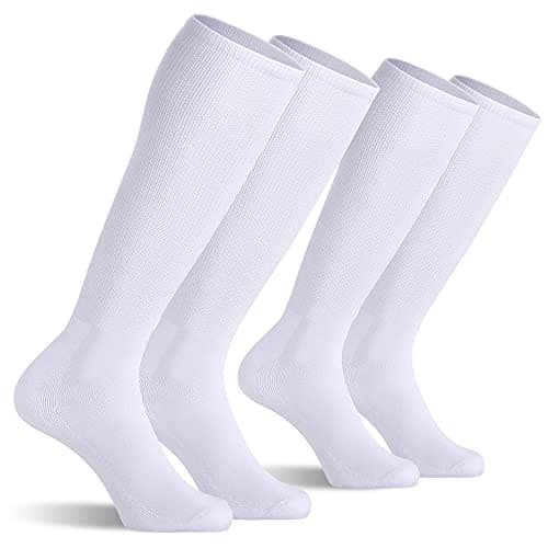 CELERSPORT 2 Pack Baseball Soccer Softball Football Socks For Youth Kids Men Women Multi-sport Tube Socks White Medium - Image 1