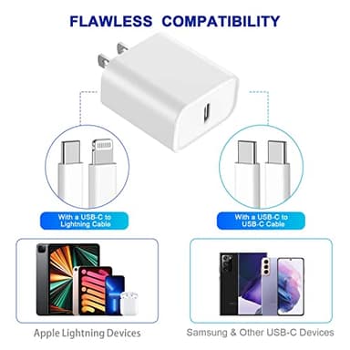 3Pack iPhone 16/15 Charge Block,USB C Charger,i Phone Charger Adapter Quick Fast Charger Adapter Plug 20W Power Delivery Type C Fast Charging Block for iPhone 16/15/14/13/12,iPad Pro/Air/Mini/AirPods - Image 4