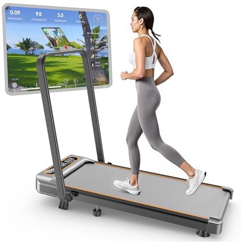 Foldable Treadmill with 8% Incline, Upgrade 3.5HP Low Noise Walking Pad Treadmill with Handle Bar, Trisomy 4 in 1 Portable Under Desk Treadmills for Home/Office, 330 Lbs Capacity, APP & Remote Control - Image 1