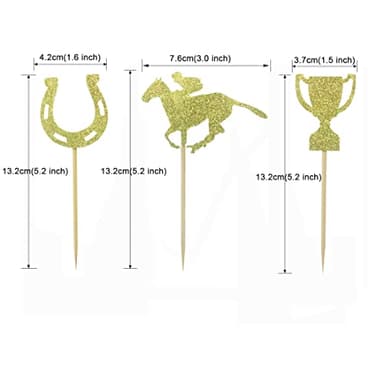 Morndew 24 PCS Equestrian Horse and Golden Cup Cupcake Toppers for Theme Party Baby Shower Birthday Party Decorations - Image 2