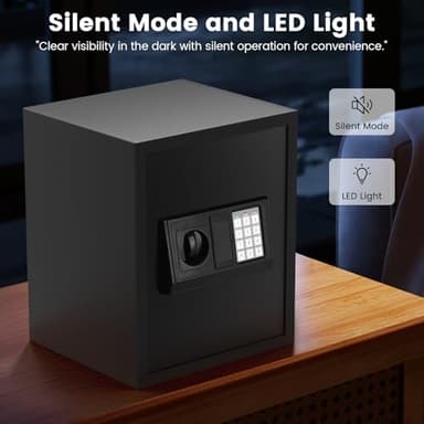 16.54 Inches Tall Safe Box, 2.5 Cuft Home Safe with Fireproof Waterproof Bag, Anti-Theft Digital Security Lock Box with Smart Alert System, Removable Shelf, Mute Function, Document Safes for Jewelry - Image 8