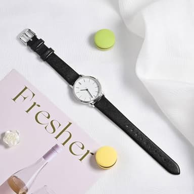 ANNEFIT Watch Bands for Men Women, Top Grain Leather Watch Strap with Quick Release, Band Width 14mm with Gold Buckle (Black) - Image 2