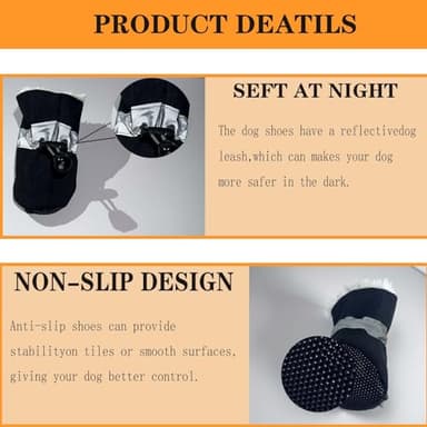 AWUXINE Dog Boots Dog Snow Boots for Winter, Dog Winter Boots Dogs with Anti-Slip Sole and Plush,Boots & Paw Protecto with Reflective Straps for Small Medium Dogs 4PCS - Image 4