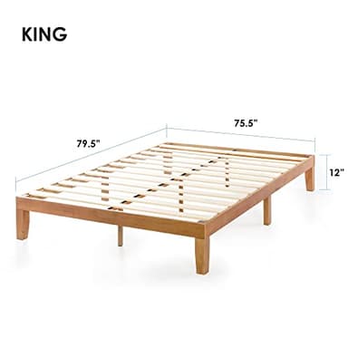 Mellow Naturalista Classic - 12 Inch Solid Wood Platform Bed with Wooden Slats, No Box Spring Needed, Easy Assembly, King, Natural Pine - Image 2