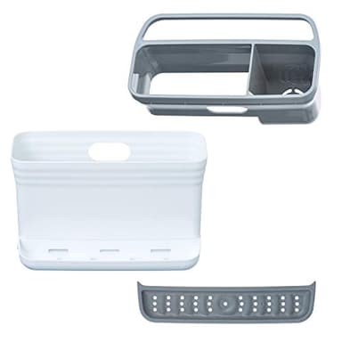 Glad Kitchen Sink Organizer Caddy with 2 Compartments | Sponge Holder for Soap, Scrubber Brush, and Dish Cloth | Drain Holes and Pour Spout Keeps Countertop Dry - Image 7