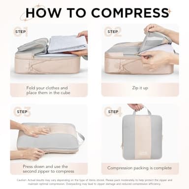 10 Set Compression Packing Cubes for Travel Women Mom,OlarHike Luggage Clothes Storage Gifts for Travelers,Airplane/Cruise/Car/Train Travel Essentials,Compressible Expandable Saver Space Bags(Beige) - Image 3