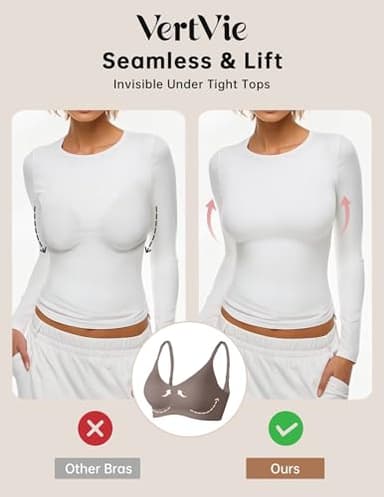 Vertvie Womens Seamless Bra No Underwire Comfort Push Up Bras Buttery Soft Wireless Bralette Full Coverage Sport Everyday Bra(Grey,Medium) - Image 4