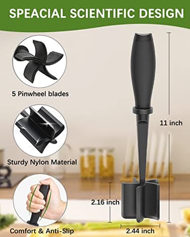 Upgrade Meat Chopper, Heat Resistant Meat Masher for Hamburger, Ground Beef Smasher, Nylon Hamburger Grinder Utensil for Ground Beef, Non Stick Mix Ground Chopper, Mix and Chop Potato Masher Tool - Image 4