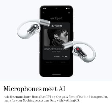 Nothing Ear (Open) Open-Ear Headphones, Earbuds with Earhooks, BT 5.3, Clear Voice Technology with 2 Mics, Fast Charging, Compatible with iPhone & Android -White - Image 4