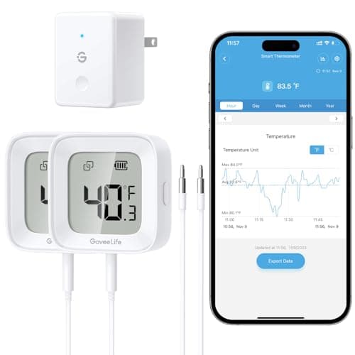 GoveeLife WiFi Refrigerator Thermometer with Alarm, Wireless Digital Freezer Temperature Gauge with App Control, LCD Display, 2 Years Free Data Export, for Home Kitchen Fridge Hot Tub 2 Pack - Image 1