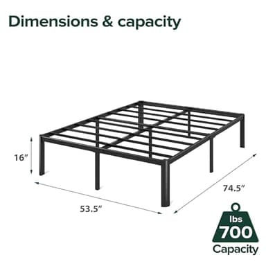 ZINUS Van 16 Inch Metal Platform Bed, Steel Slat Support, No Box Spring Needed, Eco Friendly WonderBox Packaging, Easy Assembly, Black, Full - Image 3