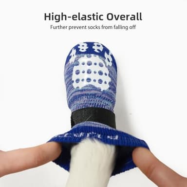 PUPTECK Anti-Slip Dog Socks with Double Sides Grips for Small Medium Large Dogs Hardwood Floors Prevents Licking, Dog Shoes for Hot Pavement Traction Control for Senior Dogs, Royal Blue, L - Image 4