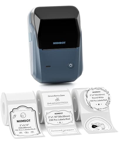 NIIMBOT B1 Label Maker Machine with Tape, Label Printer with 3 Rolls Stickers, 50x30mm/50x80mm White Label /50x50 Round Paper for Office Supplies, Home, Business - Image 1