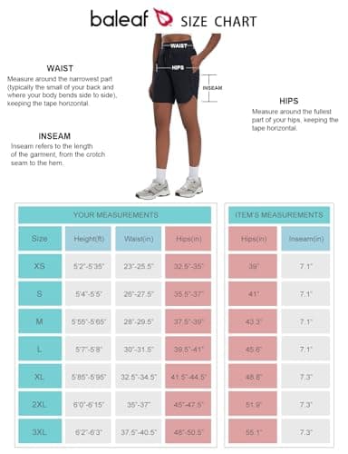 baleaf Women's 7" Long Running Shorts Athletic Workout Gym Quick Dry Hiking Shorts High Waisted Zipper Pocket Black M - Image 6