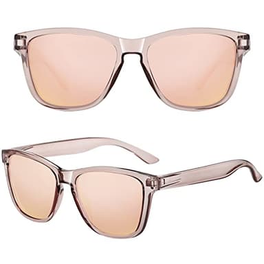 MEETSUN Polarized Sunglasses for Women Men Trendy Classic Designer Retro Driving Sun Glasses 100% UV Protection - Coffee Frame/Gold Mirrored Lens - Image 3