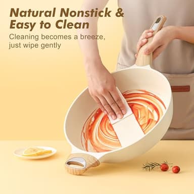 SENSARTE Ceramic Nonstick Frying Pan Skillet with Lid, 12 Inch Large Deep Frying Pan, 5 Qt Saute Pan, Induction Pan, Healthy Non Toxic Cooking Pan with Helper Handle, PFOA PFAS PTFE Free - Image 4
