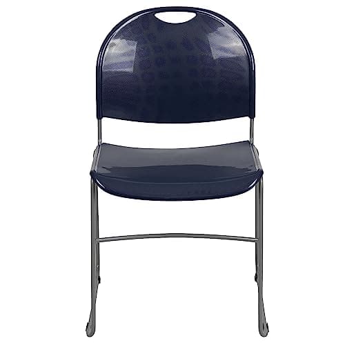Flash Furniture HERCULES Series 5 Pack 880 lb. Capacity Navy Ultra-Compact Stack Chair with Silver Powder Coated Frame - Image 1