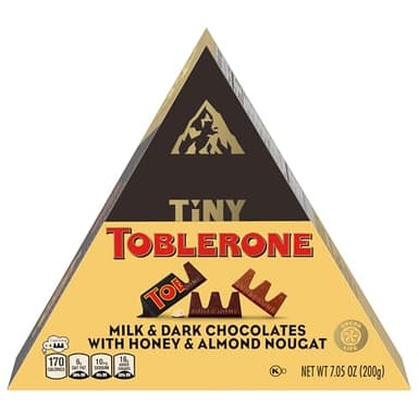TOBLERONE Tiny Assorted Chocolate Bars Variety Pack (Milk & Dark), 1 Gift Box (25 Pieces) - Image 20