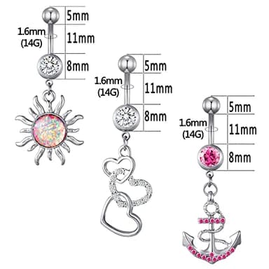 TAMHOO 15Pcs Belly Button Ring 14G Body Rings Dangling Dangle Belly Rings for Women Navel Rings for Woman Belly Piercing - Image 4