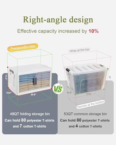 OlarHike 144QT Lockable Storage Bins with Lids - Folding Storage box with Doors and Wheels, Collapsible Plastic Storage Bins for Closets, Stackable Storage Organizer, Storage Containers, 3 Pack Cubes - Image 3