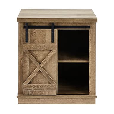 ROCKPOINT Sliding End Table with Slide Barn Door,Storage Sofa Table,Dark Oak - Image 5