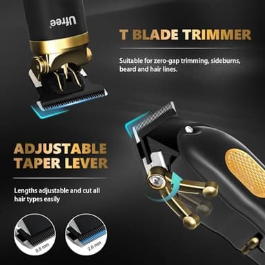 Ufree Hair Clippers for Men, Professional Clippers and Trimmers Set, Cordless Clippers for Hair Cutting, Beard Trimmer, Barber Clippers, Rechargeable Electric Shaver, Gifts for Men, Black Gold - Image 3