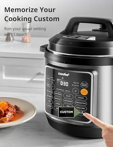 COMFEE’ Pressure Cooker 8 Quart with 16 Cooking Functions, Olla de Presion Non-Stick Pot Yogurt Maker Rice Cooker Slow Cooker Sauté Steamer, Healthy Ceramic Inner Pot - Image 3