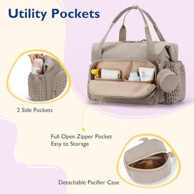 mommore Diaper Bag Tote, Large Capacity Travel Diaper bags, Hospital Bag for Labor Delivery, Baby Bag with Pacifier Case, Changing Pad - Image 4