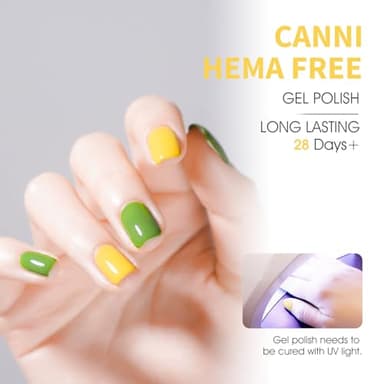 CANNI 6 Colors 9 ML Hema-Free Pastel Yellow Green Gel Nail Polish Set, Sage Forest Lime Green Pale Yellow Gel Polish Kit, Soak Off LED Nail Gel Manicure Kit DIY at Home Salon Gifts - Image 4