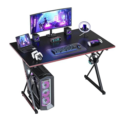 CubiCubi Gaming Desk 32 Inch PC Computer Desk, Home Office Desk Table Gamer Workstation, Simple Game Table, Black - Image 1