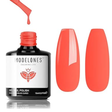 modelones Peach Gel Nail Polish, 15 ML Carly Coral Orange Color Fall Gel Polish Soak Off Led Autumn Nail Art Gel Manicure Salon DIY Gifts - Image 1