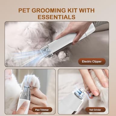 Ozumek Dog Grooming Vacuum, Dog Grooming Kit with Pet Clipper Nail Grinder, 3 Suction Modes Dog Brush Vacuum with 6 Pet Grooming Tools (Brown) - Image 5