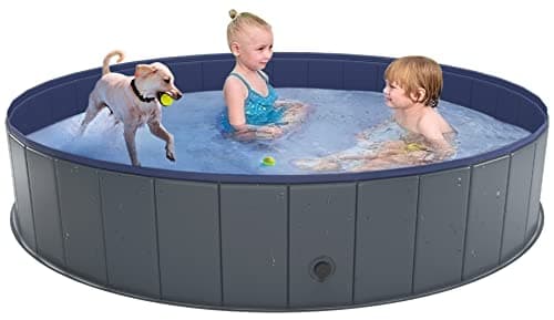 Niubya Foldable Dog Swimming Pool, Collapsible Hard Plastic, Portable Bath Tub for Pets Dogs and Cats, Pet Wading Pool for Indoor and Outdoor, 64 x 12 Inches - Image 1