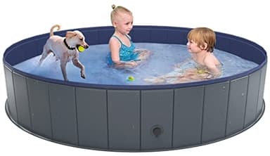 Niubya Foldable Dog Swimming Pool, Collapsible Hard Plastic, Portable Bath Tub for Pets Dogs and Cats, Pet Wading Pool for Indoor and Outdoor, 64 x 12 Inches - Image 1