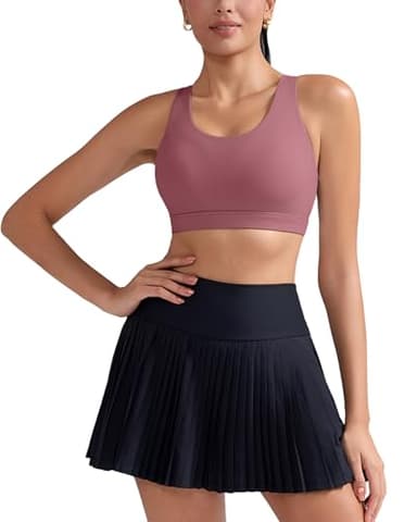 RUNNING GIRL Sports Bra for Women, Criss-Cross Back Padded Strappy Sports Bras Medium Support Yoga Bra with Removable Cups(2575_Rose Red_M) - Image 2