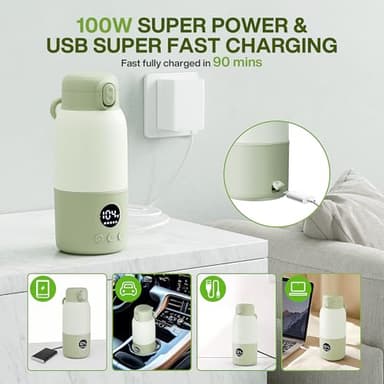 Portable Bottle Warmer for Travel,Formula Container to Go 12.8oz Baby Bottle Warmer with 2-Min Fast Heating,Milk Warmer for Baby Travel Essential with Long Time Keep Warm Function - Image 4