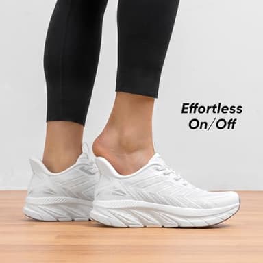 ALLSWIFIT Women's Slip On Walking Shoes Running Comfortable Tennis Breathable Non Slip Athletic Gym Workout Cross Training Fashion Sneakers,Size 7,White,SARR034W - Image 2